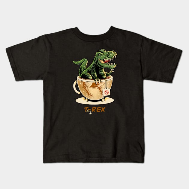 Tea-Rex Kids T-Shirt by quilimo